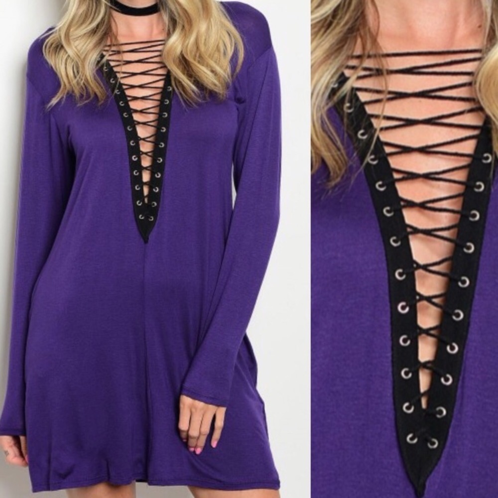 Purple Long Sleeve Dress